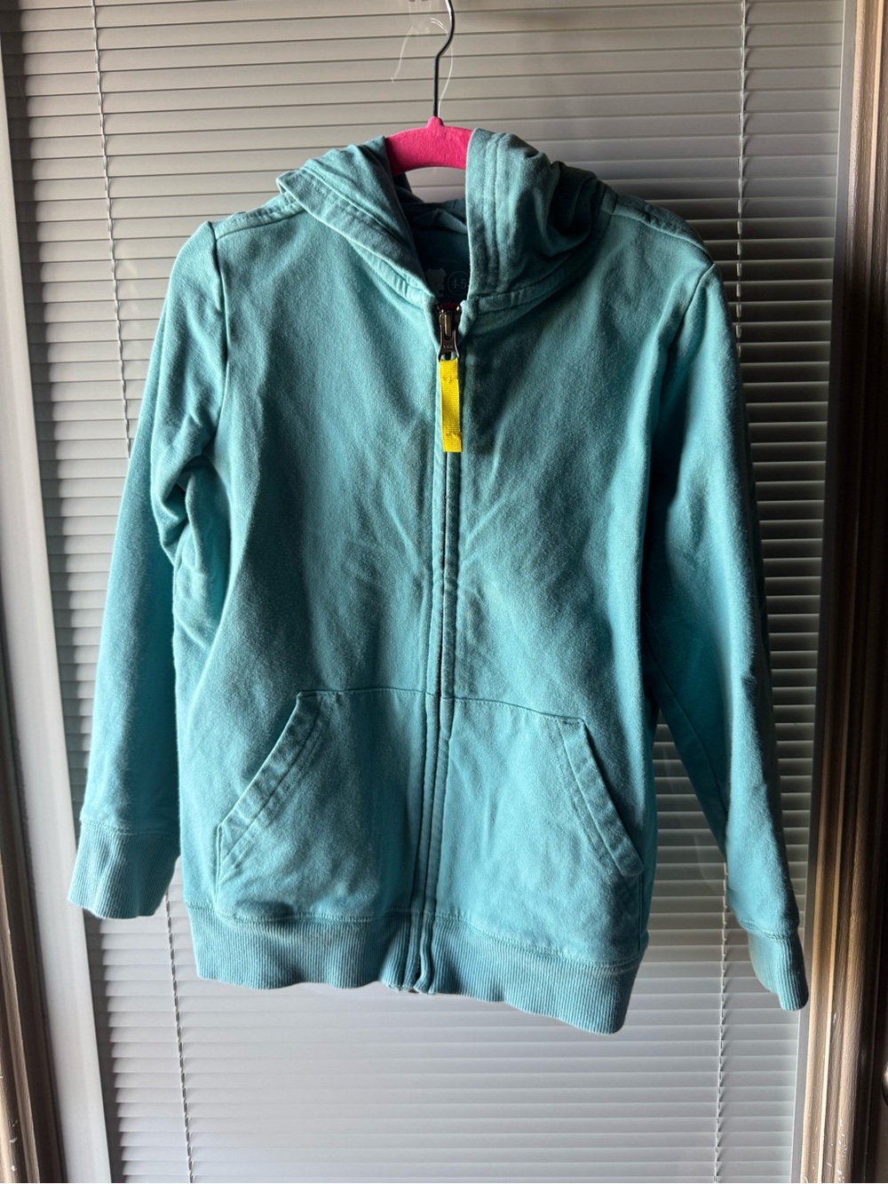 Primary Girls Aqua Blue Zip Up Hoodie Sweatshirt Size 4-5Y